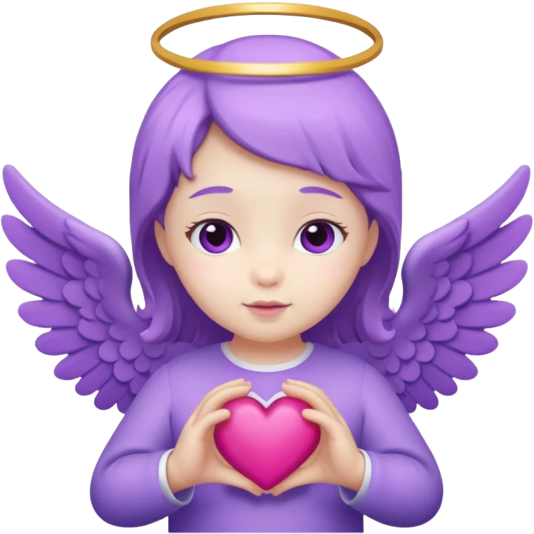 love cupid purple cute no human, an angel with heart, a withe angel like a baby emoji