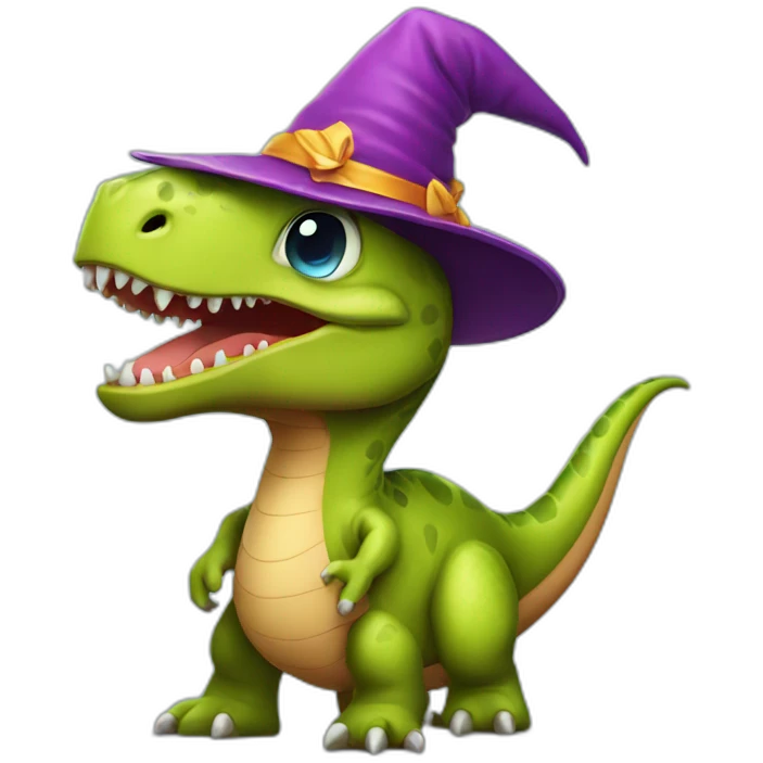 dinosaur with wizard hat emoji