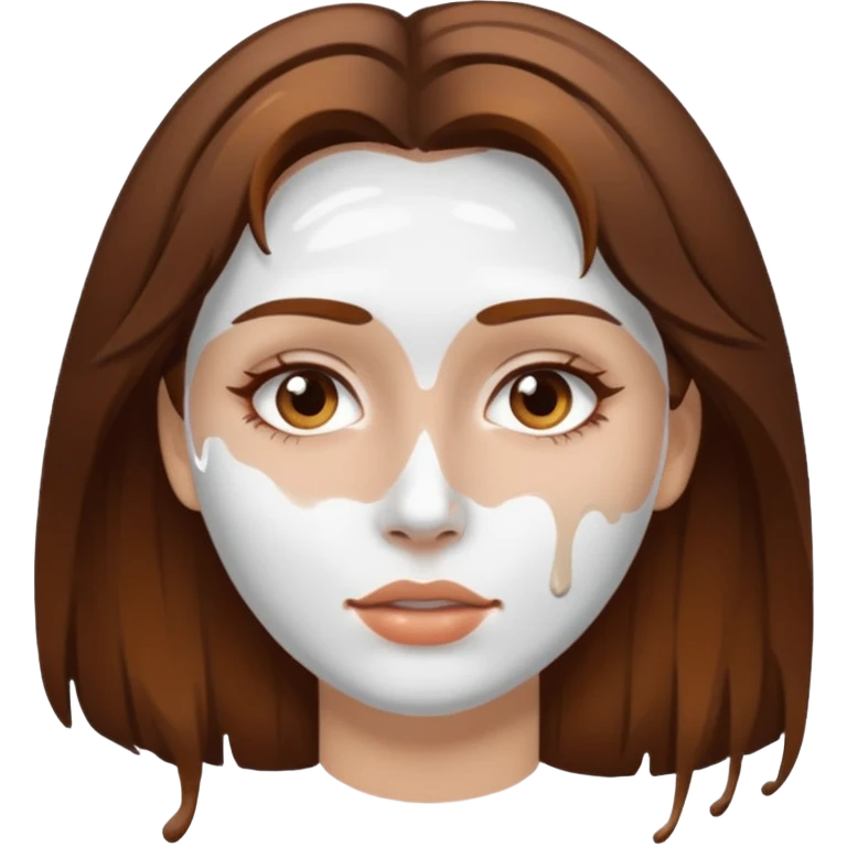 Brown hair woman, splashed white on face emoji