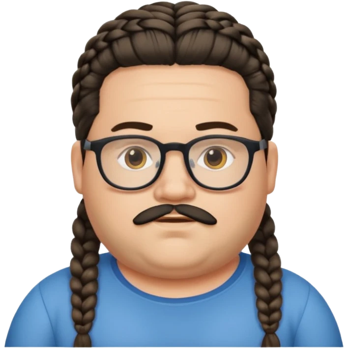 I want an emoji of a chubby person with glasses and a beard, with braided hair and a black beard emoji