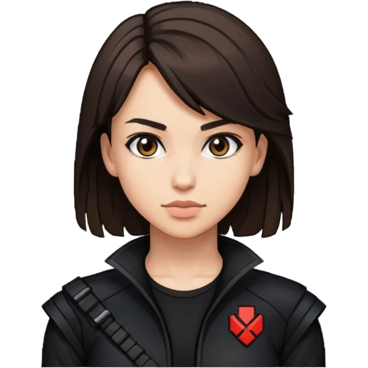 a brunette slim fighter woman in black, pixel art style emoji