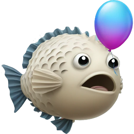 Blowfish with a balloon emoji