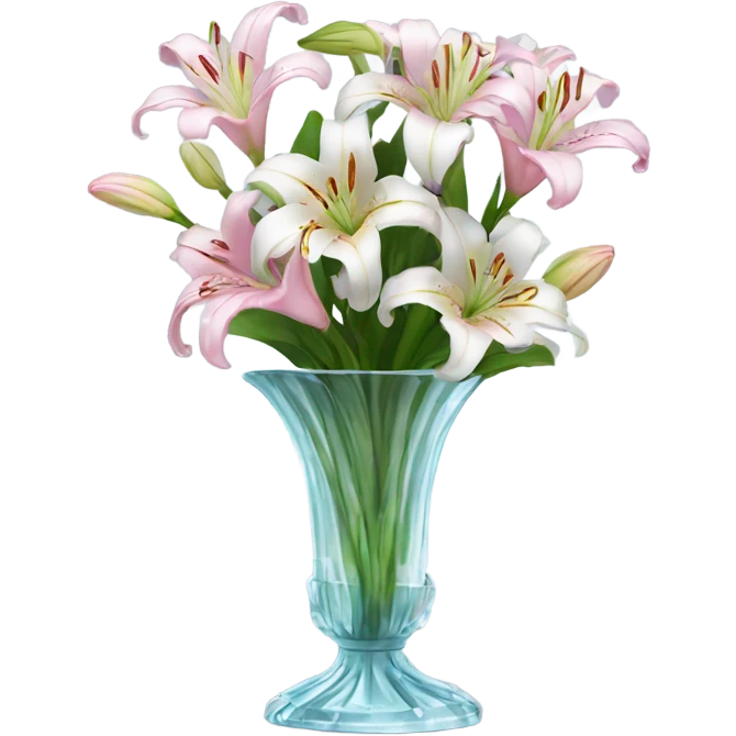 lily bouquet in a crystal vase  emoji