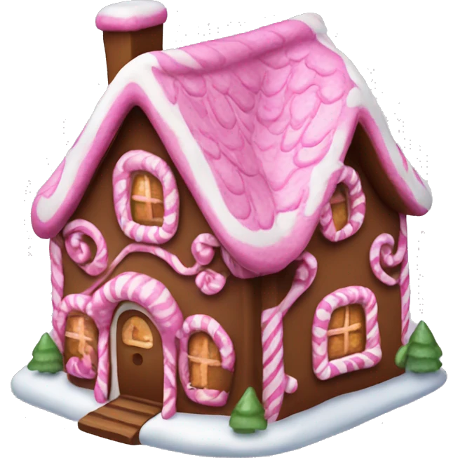 Cosy dark pink gingerbread house  emoji