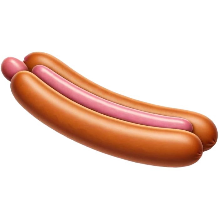 Brown sausage, with a pink tip, and a brown line in the middle of tip. emoji
