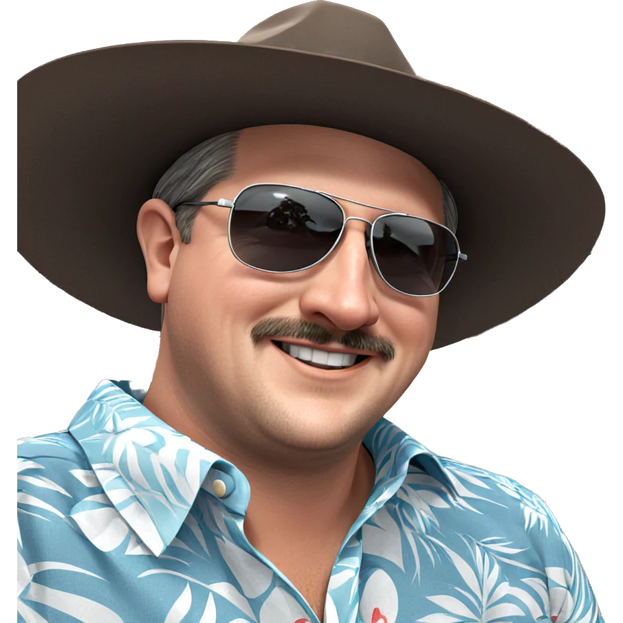 man in hawaiian shirt smiling emoji