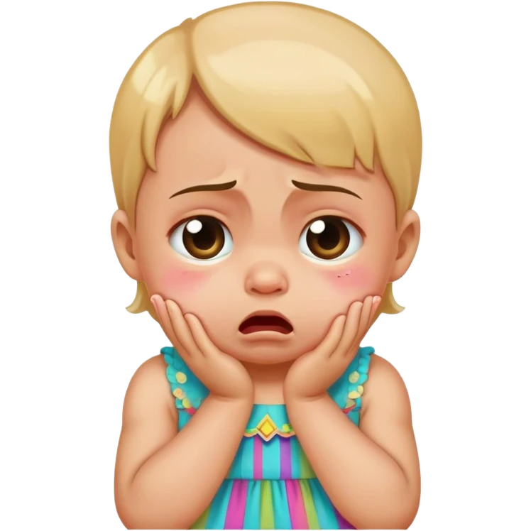 crying baby in colorful dress emoji