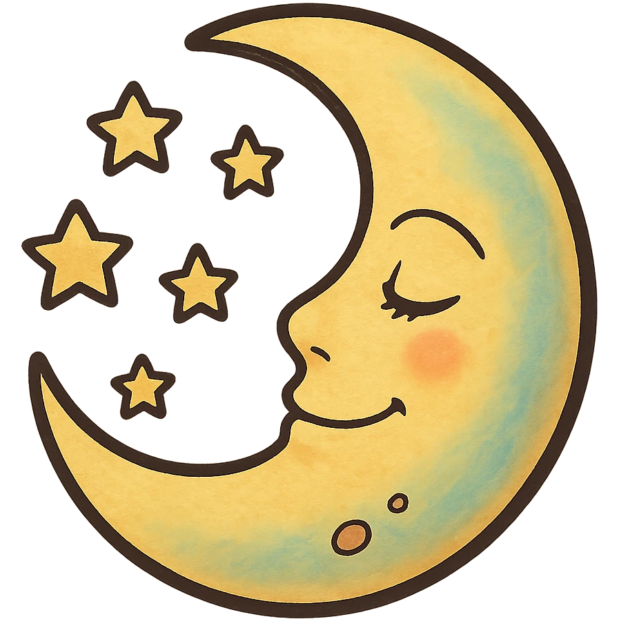 bold ghibli style icon of a moon emoji