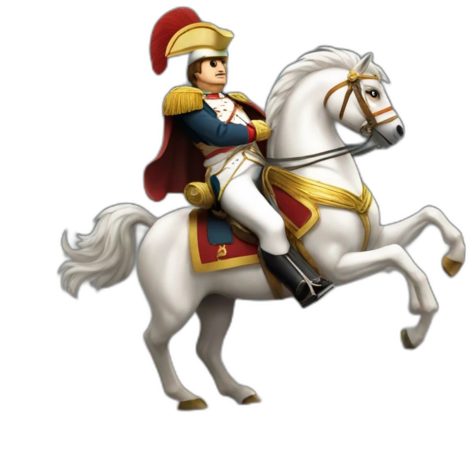 serious angry napoleon on white horse hold a golden eagle emoji