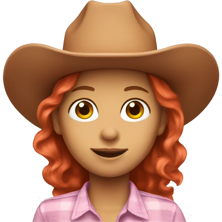 redhead wearing pink cowboy hat  emoji
