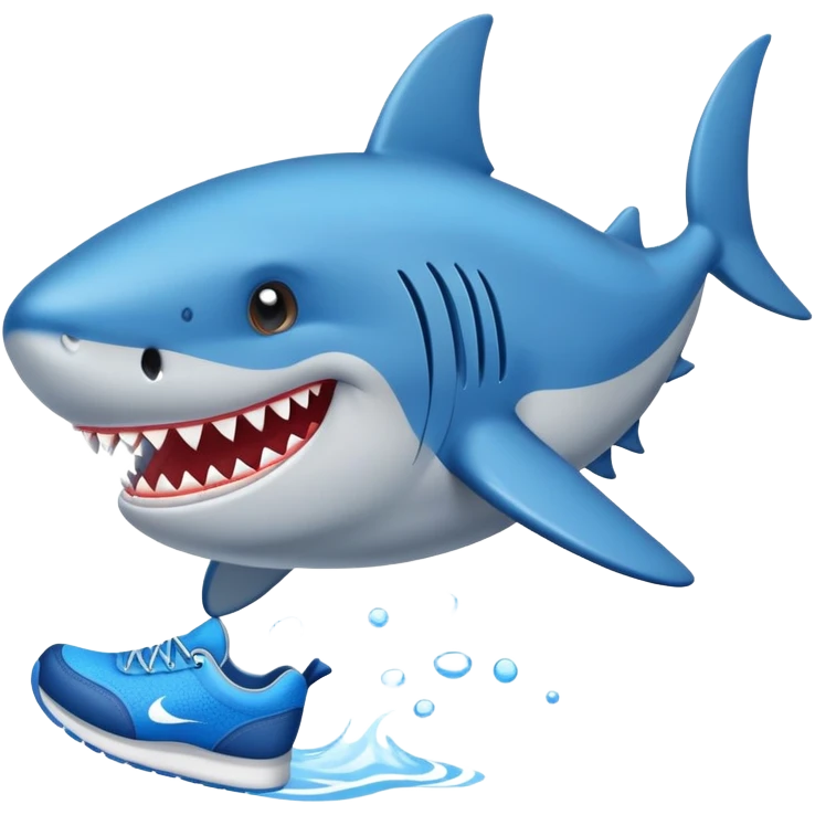 Un tiburón con zapatillas azules  emoji