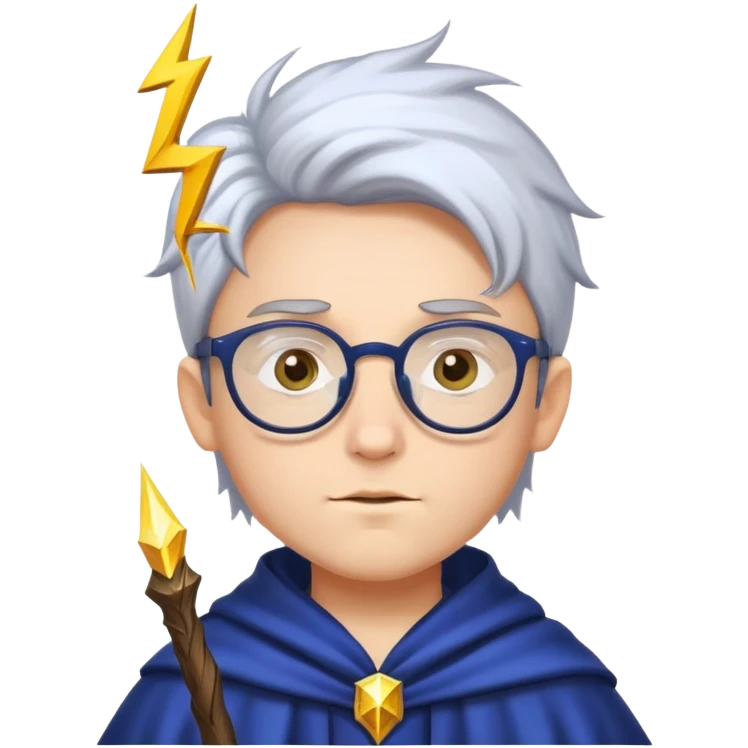 wizard boy with glasses and lightning scar emoji