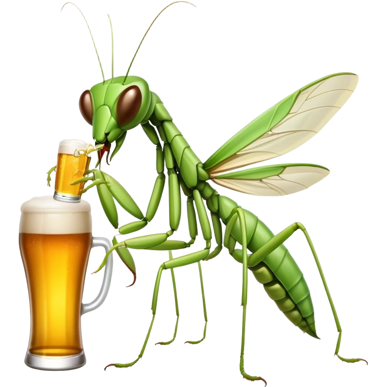 Praying mantis drinking beer emoji