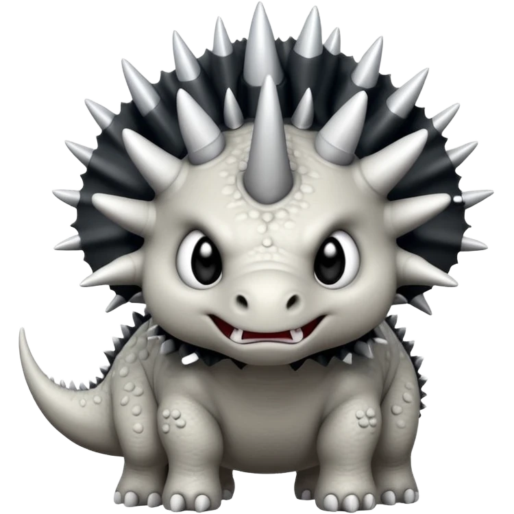 cute triceratops angry, black and white emoji