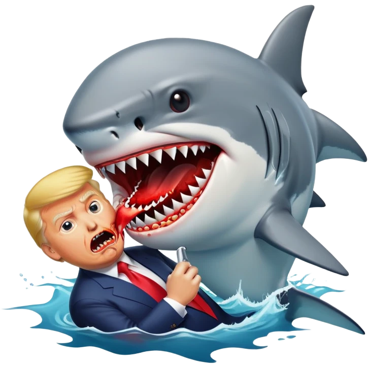 Trump being eaten by a shark emoji