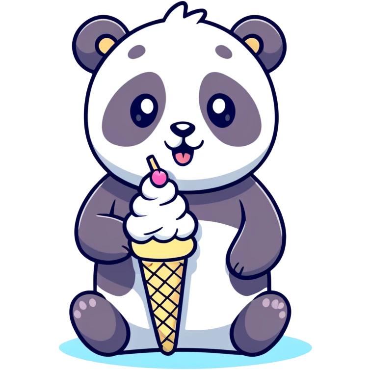 Panda eating ice cream emoji