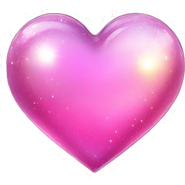 Sparkly glossy pink iridescent glass crystal clear sparkly  glass heart emoji