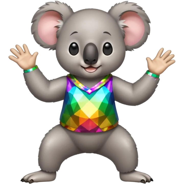 A koala in disco clothes, dancing enthusiastically, portrait, bust up emoji