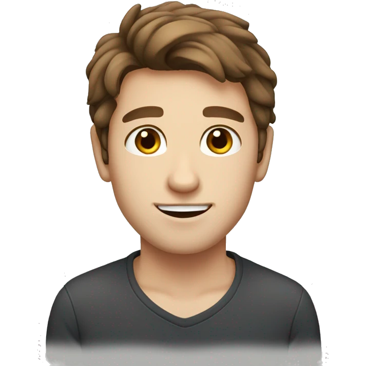 cute white young guy with brown hair and big brown eyes  emoji
