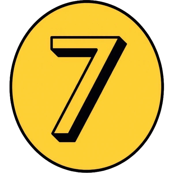 Number 7 on a yellow volumetric background emoji