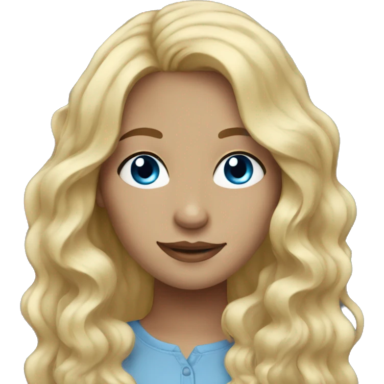 Blonde girl wavy hair blue eyes emoji