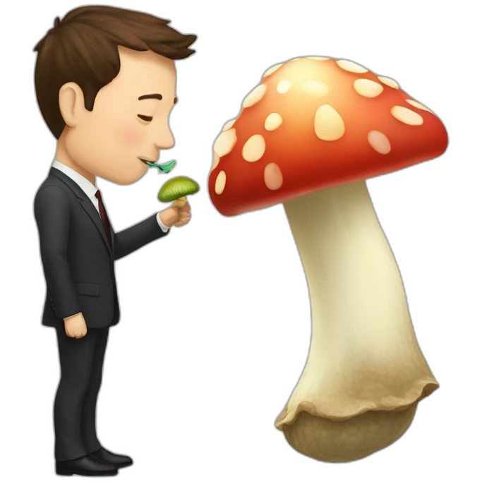 Elon Musk sniffs agaric emoji