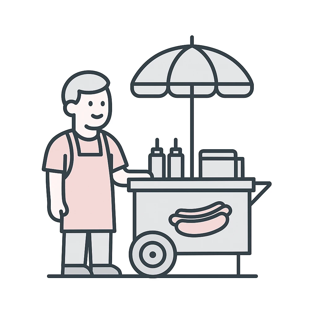 hotdog seller in New York with cart emoji