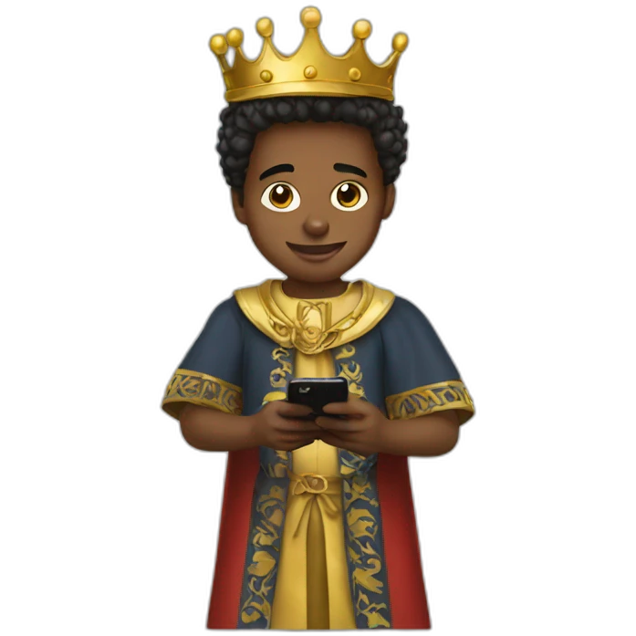 Young king using phone emoji