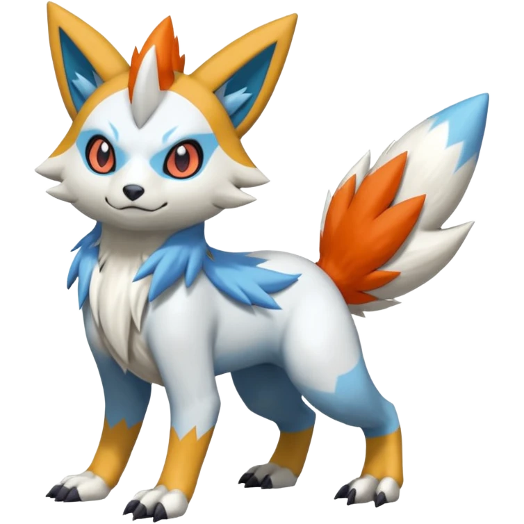 WereGarurumon-Meloetta-Renamon-Zangoose-fusion-hybrid-creature (full body) emoji