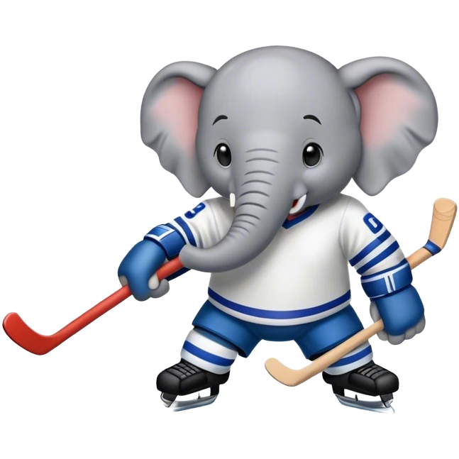 Elephant playing ice hockey emoji