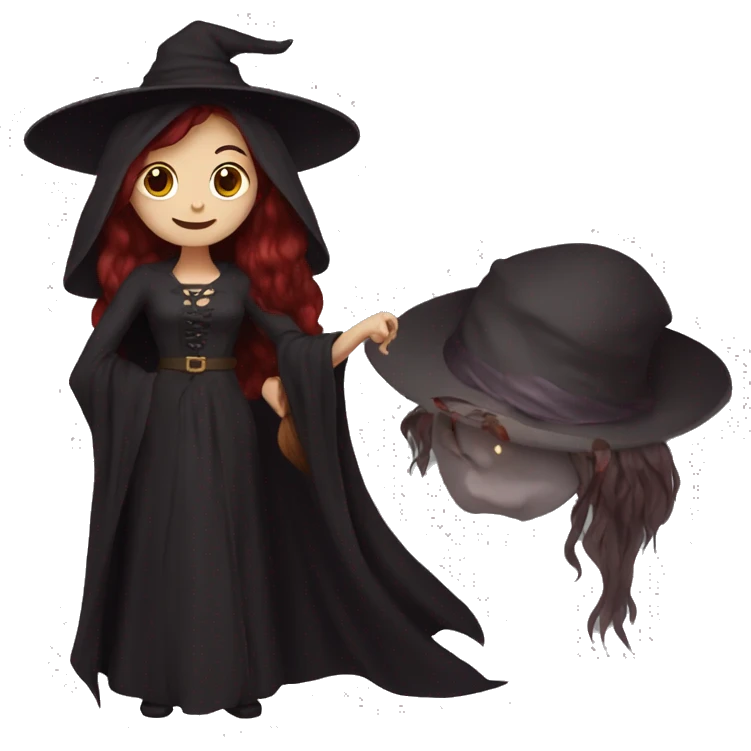 witch with dark red long hair emoji