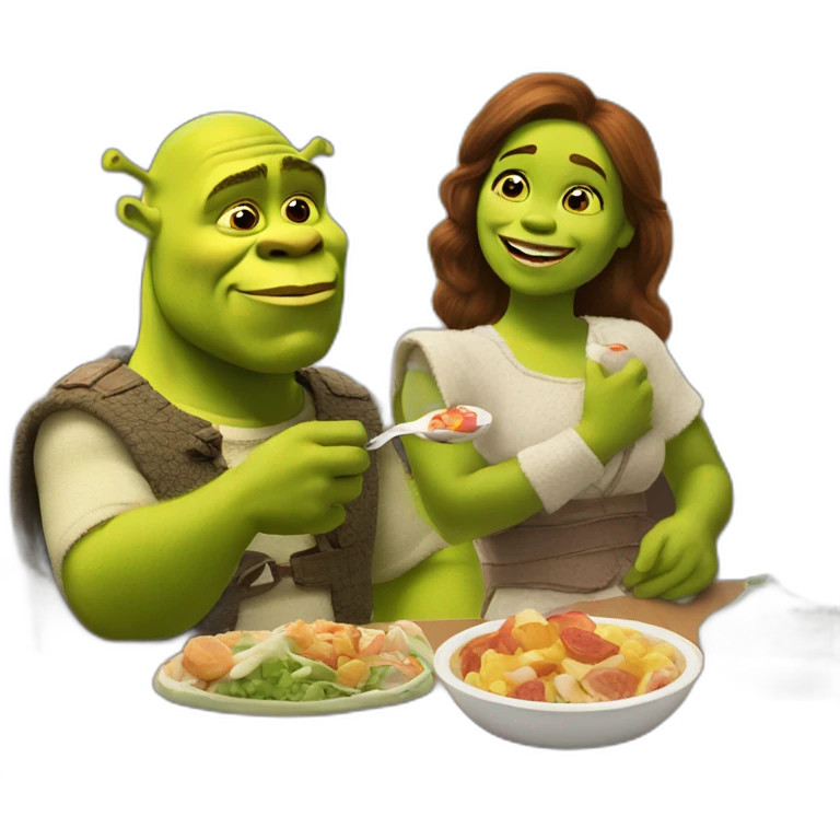 Shrek have lunch with baby's emoji