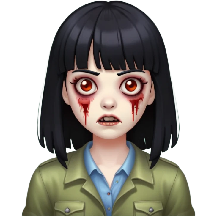 Zombie with black hair and bangs  emoji
