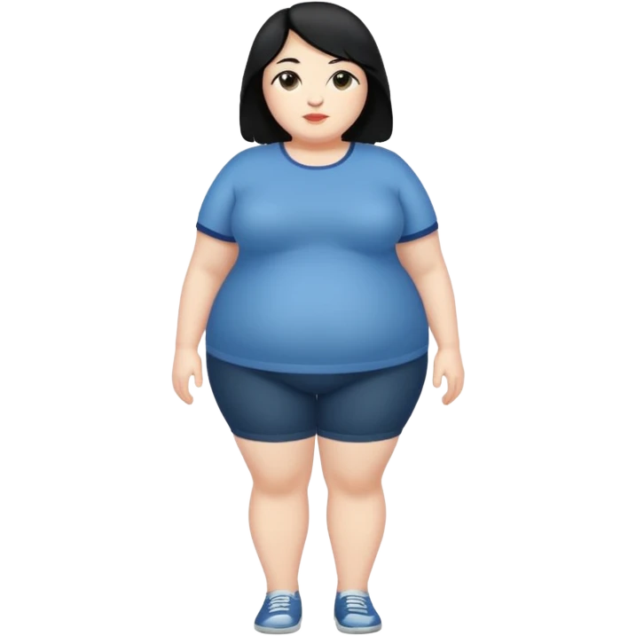 Fat white woman. Full body. Black hair emoji