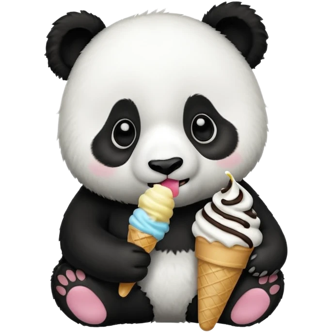Panda eating ice cream emoji