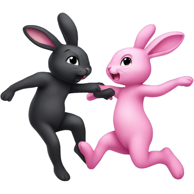 black bunny dancing with pink bunny emoji