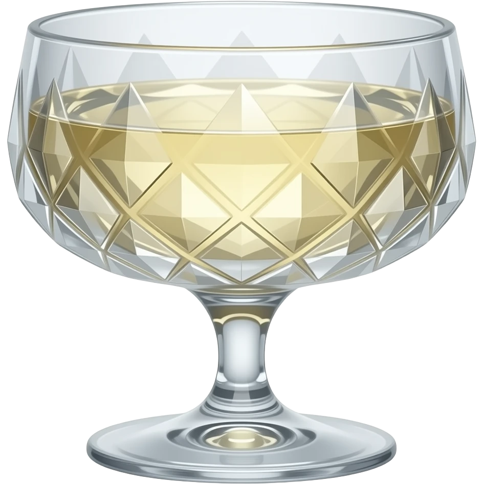 A champagne glass emoji in old money style, refined luxury, crystal details, elegant minimal design, soft glossy finish emoji