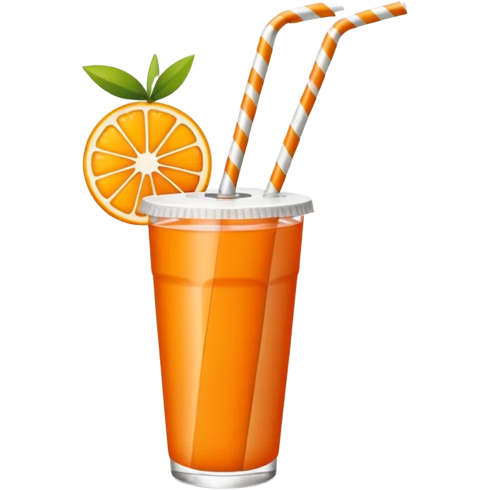 orange fruit with striped paper straw emoji