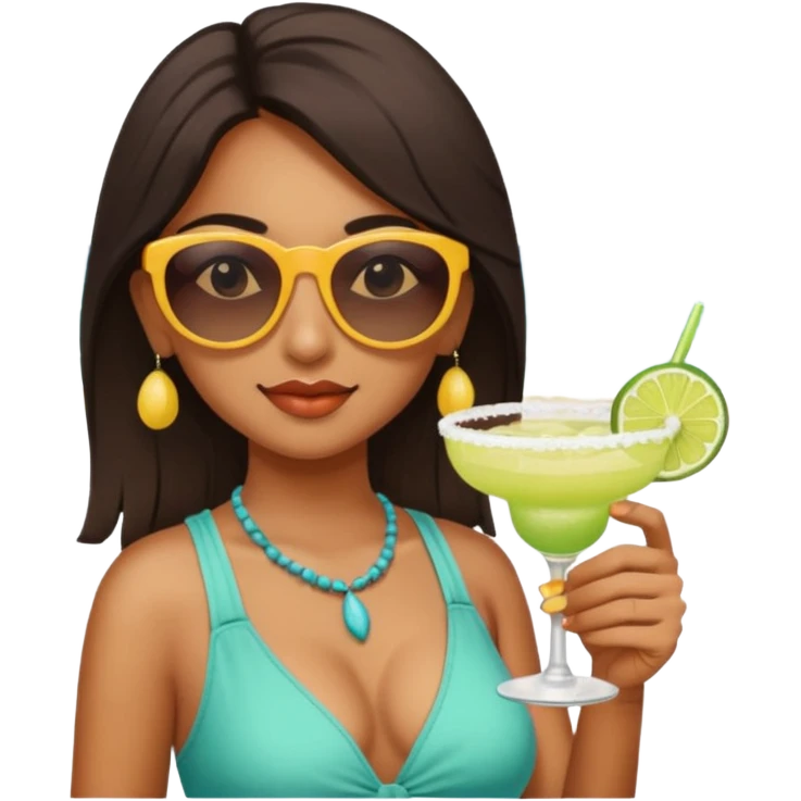 Indian girl on beach with margarita  emoji