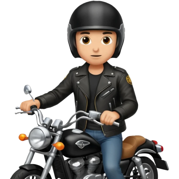 biker riding a motorcycle, wearing a black helmet, simple, expressive emoji