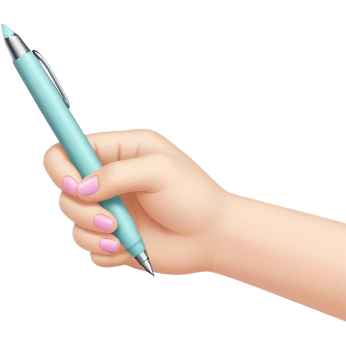 hand holding and writing with a pastel colored pen emoji