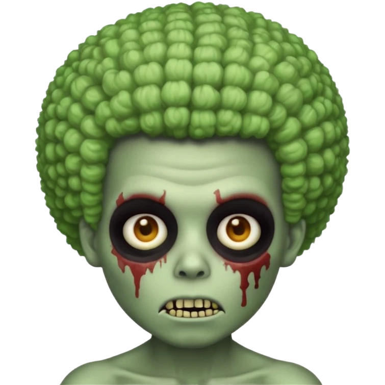 zombie boy with an afro, apple style emoji, more cartoonish emoji