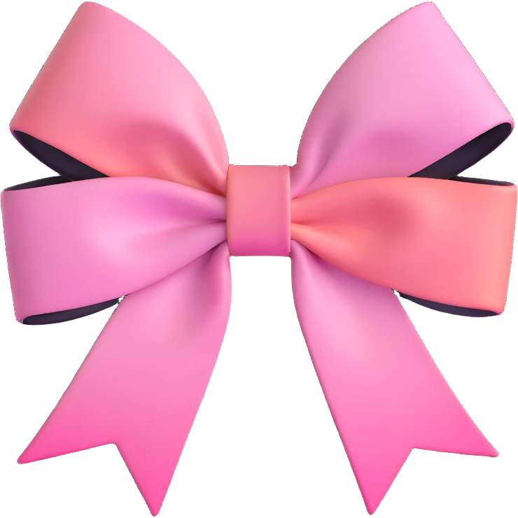emoji style pink bow with gothic effect, pastel pink to black gradient,, remove background emoji