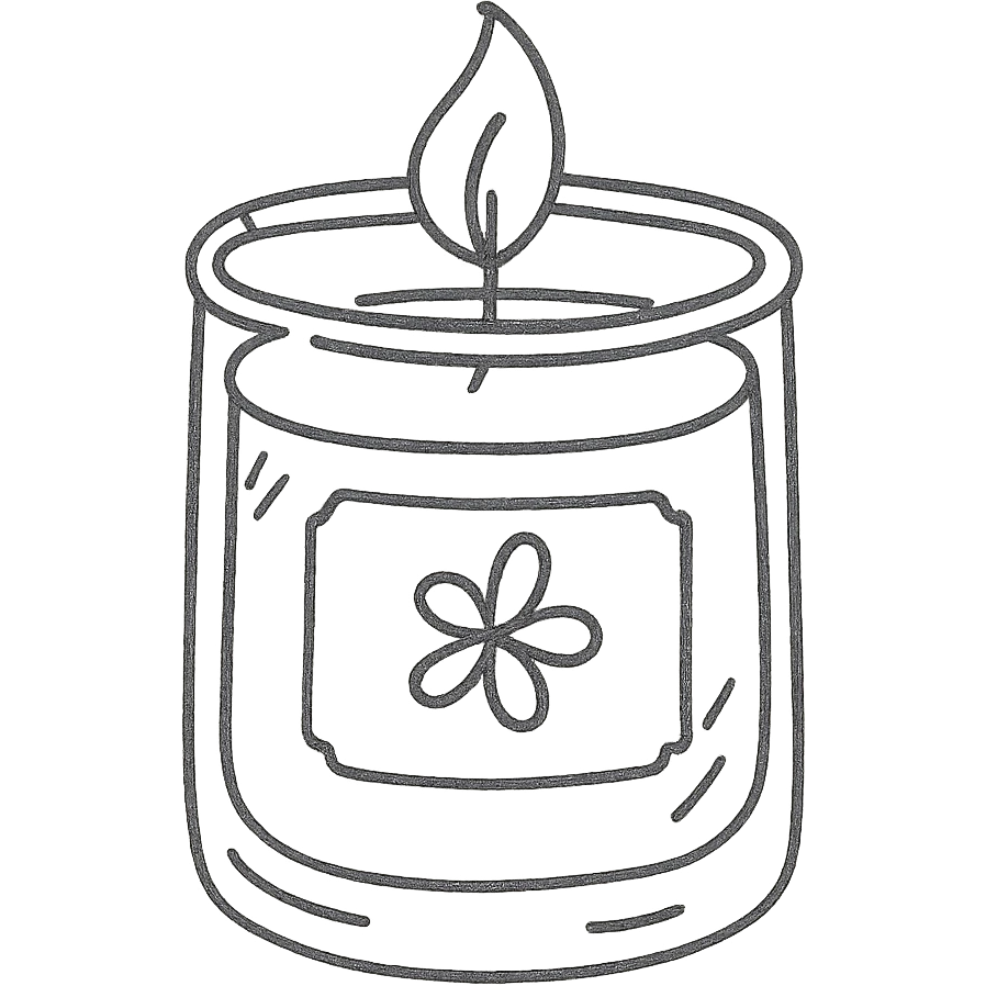 aesthetic sky blue scented candle, hand-drawn with delicate lines emoji