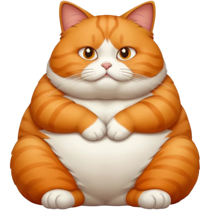 A fat cat sitting down ( laying as if they are slowly falling on the floor from the wall ) and looking like they don’t care about it emoji