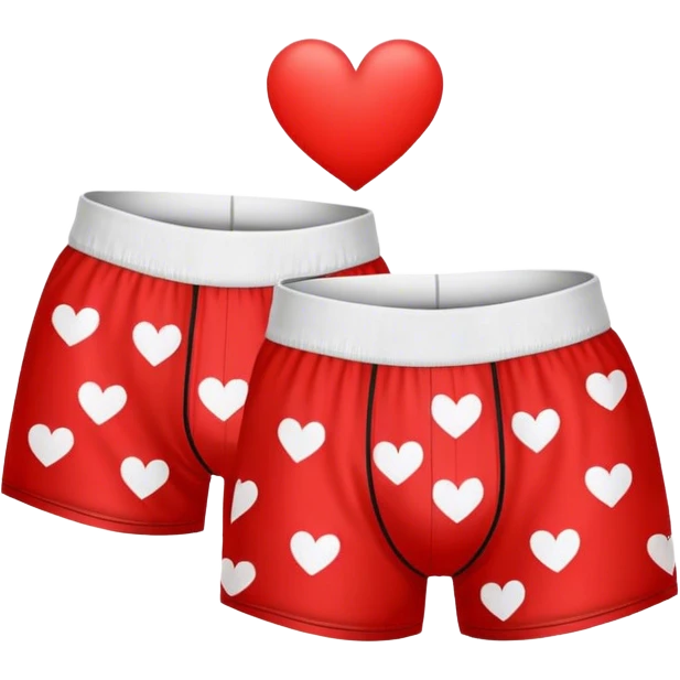 red boxers with white hearts all over it with a black outline on the hearts emoji