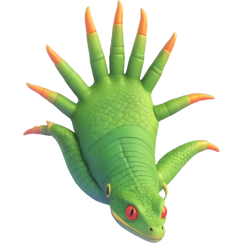 detailed lizard or reptile hand palm facing down gesture, detailed scales and claws, clear and expressive, emoji style emoji