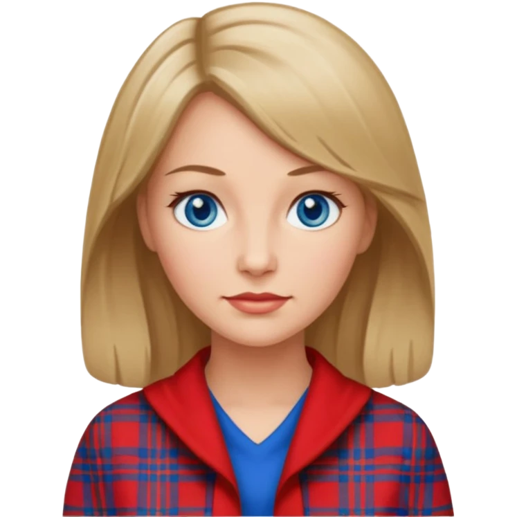 middle   aged female with Scottish red attire and dark blonde hair and blue eyes emoji
