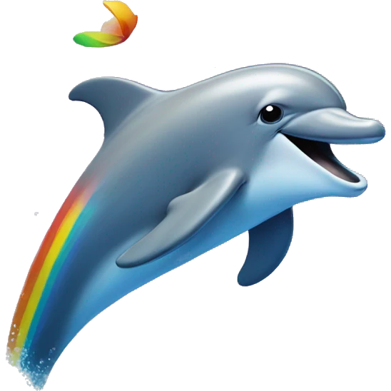 dolphin jumping out of ocean with rainbow background emoji