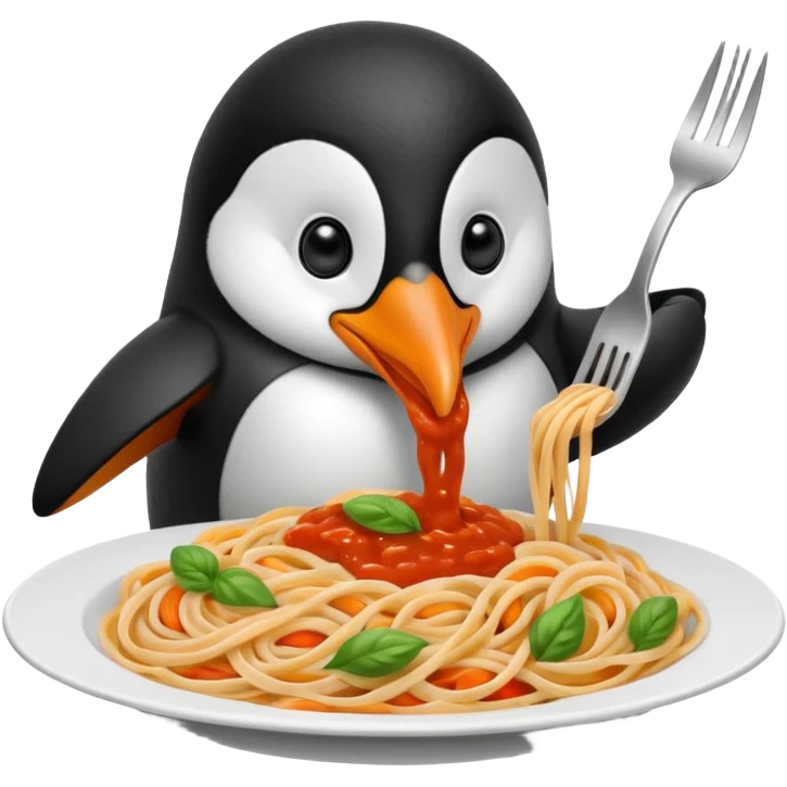 Penguin eating pasta  emoji